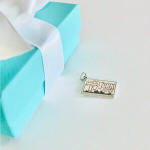 Tiffany & Co. NEW YORK CITY Postcard Sterling Silver Blue Enamel Trim Charm 🏙️